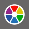grey icon with colourful wheel - change colours on web page