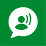 Green icon with person in speech bubble. Using this icon in the toolbar to read the text outloud. Text to speech.